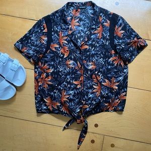 The Kooples / Tie Front Floral Blouse / M